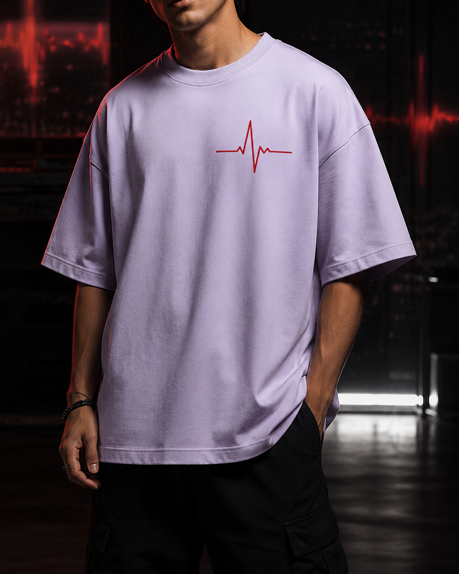 Pulse Oversized Tee — Crimson Signal