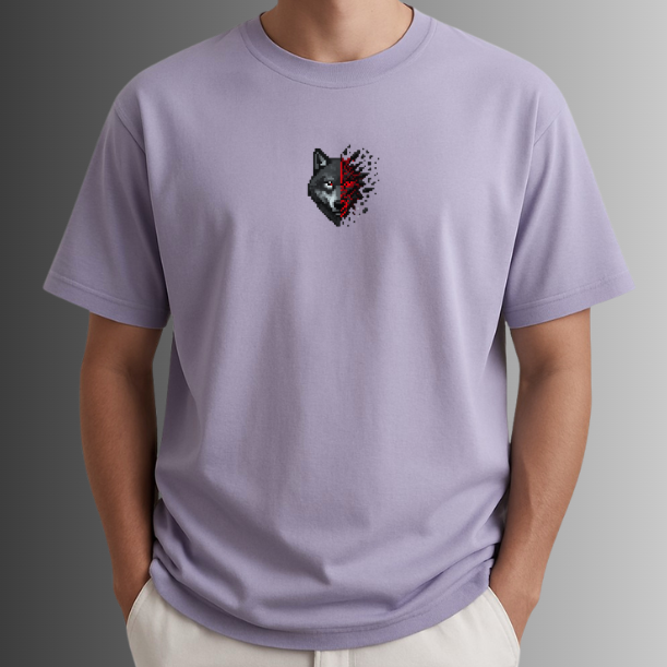 Shattered Wolf Oversized Tee — Crimson Rift
